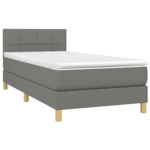 Giroletto a Molle con Materasso Grigio Scuro 90x190 cm Tessuto