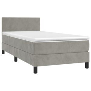 Giroletto a Molle con Materasso Grigio Chiaro 80x200 cm Velluto