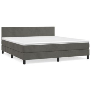 Giroletto a Molle con Materasso Grigio Scuro 180x200 cm Velluto