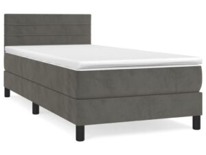 Giroletto a Molle con Materasso Grigio Scuro 100x200 cm Velluto