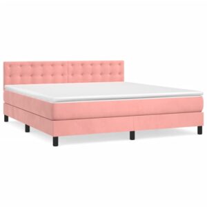 Giroletto a Molle con Materasso Rosa 160x200 cm in Velluto
