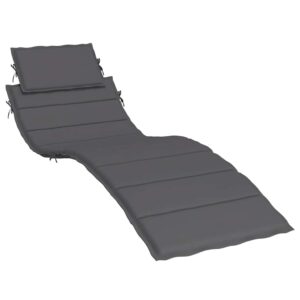 Cuscino per Lettino Antracite 186x58x4 cm in Tessuto Oxford