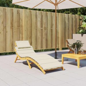 Cuscino per Lettino Crema 186x58x4 cm in Tessuto Oxford