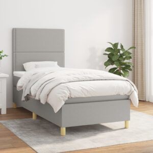 Giroletto a Molle con Materasso Grigio Chiaro 80x200 cm Tessuto