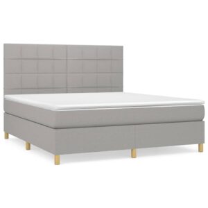 Giroletto a Molle con Materasso Grigio Chiaro160x200 cm Tessuto