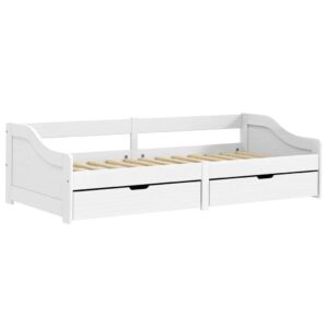 Dormeuse 2 Cassetti Bianca 90x200 cm Legno Massello Pino IRUN