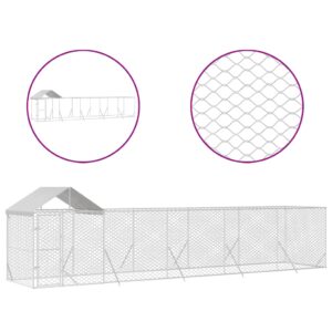 Cuccia Cani da Esterno Tetto Argento 10x2x2,5 m Acciaio Zincato