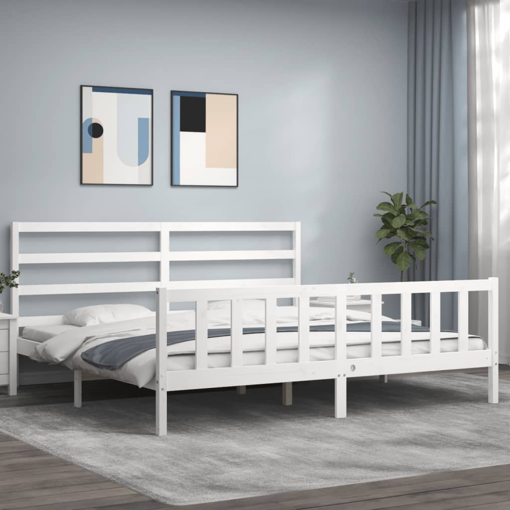 Giroletto senza Materasso Bianco 200x200 cm Legno Massello Pino