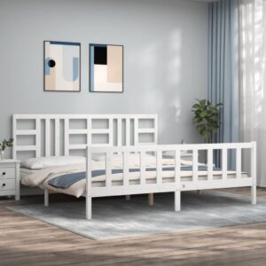 Giroletto senza Materasso Bianco 200x200 cm Legno Massello Pino