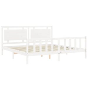 Giroletto senza Materasso Bianco 200x200 cm Legno Massello Pino