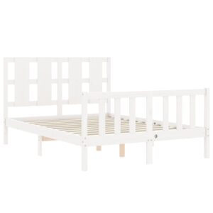 Letto senza Materasso Bianco 140x190 cm Legno Massello di Pino