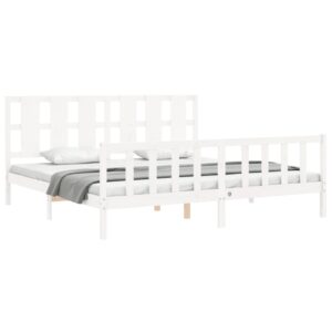 Giroletto senza Materasso Bianco 200x200 cm Legno Massello Pino
