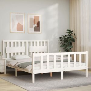 Giroletto senza Materasso Bianco 160x200 cm Legno Massello Pino