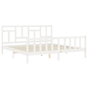 Giroletto senza Materasso Bianco 200x200 cm Legno Massello Pino