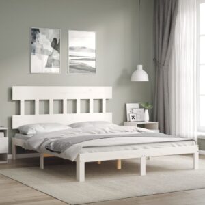 Giroletto senza Materasso Bianco 160x200 cm Legno Massello Pino