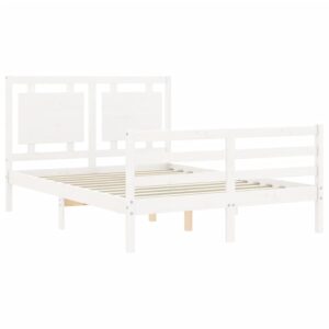 Giroletto con Testiera Bianco 140x190 cm in Legno Massello