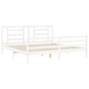 Giroletto con Testiera Bianco 200x200 cm in Legno Massello