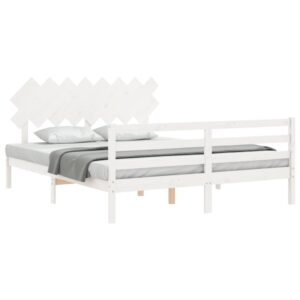 Giroletto con Testiera Bianco 160x200 cm Legno Massello