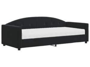 Divano Letto con Materasso Nero 90x200 cm in Velluto