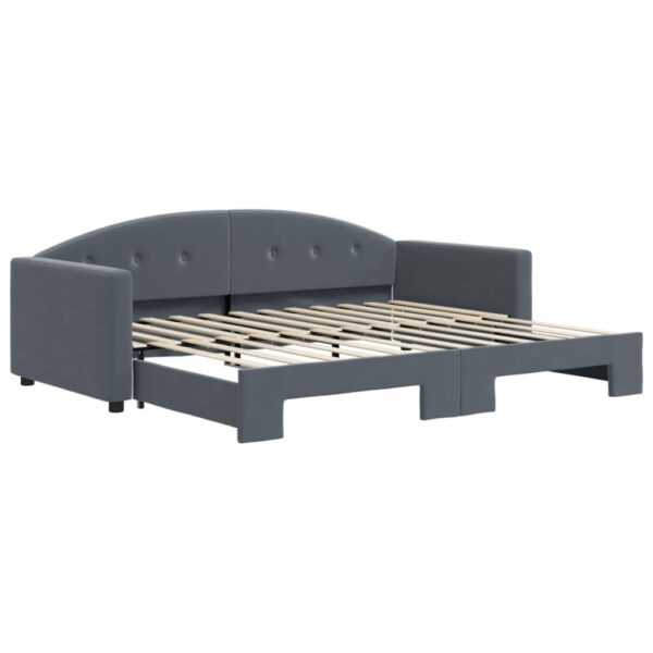 Divano Letto con Letto Estraibile Grigio Scuro 90x200cm Velluto
