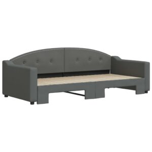 Divano Letto con Letto Estraibile Grigio Scuro 90x200cm Tessuto