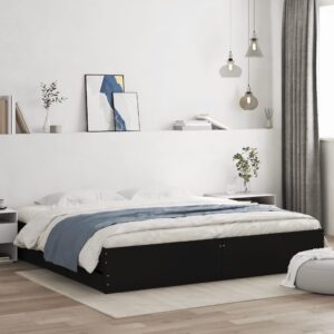 Giroletto con Cassetti Nero 180x200 cm in Legno Multistrato