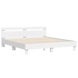 Giroletto con Testiera Bianco 160x200 cm in Legno Multistrato