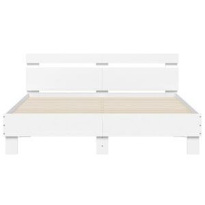 Giroletto con Testiera Bianco 150x200 cm in Legno Multistrato