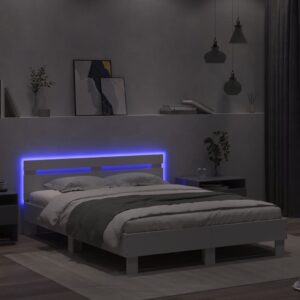 Giroletto con Testiera e LED Bianco 150x200 cm