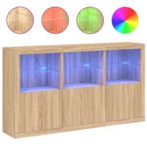 Credenza con Luci LED Rovere Sonoma 181,5x37x100 cm