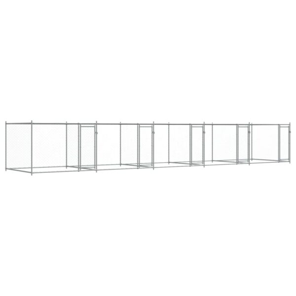 Gabbia per Cani con Porte Grigia 10x2x1,5 m in Acciaio Zincato