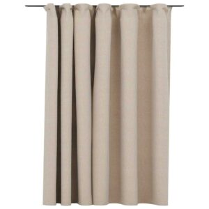 Tenda Oscurante Effetto Lino con Ganci Beige 290x245 cm