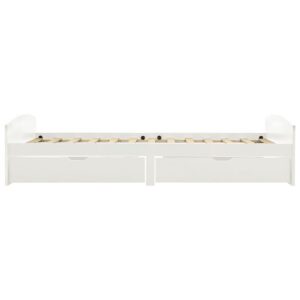 Giroletto con 2 Cassetti Bianco in Legno di Pino 90x200 cm