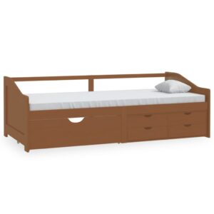Divano Letto 3 Posti senza Ambrato in Legno di Pino 90x200 cm