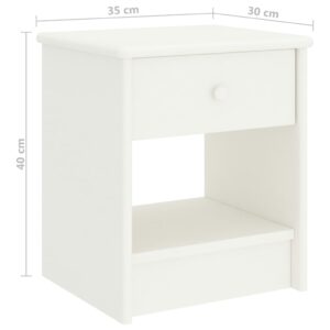 Comodino Bianco 35x30x40 cm in Legno Massello di Pino