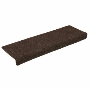 Tappetini per Scale Tessuto Agugliato 15 pz 65x21x4 cm Marrone