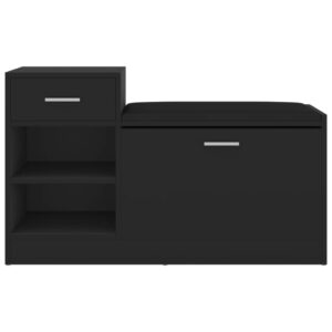 Panca Porta Scarpe Nera 94,5x31x57 cm in Legno Multistrato