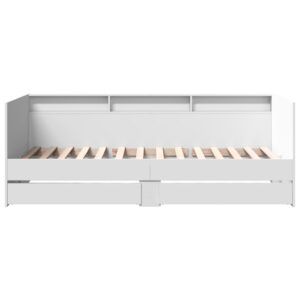 Divano Letto con Cassetti senza Materasso Bianco 90x190 cm