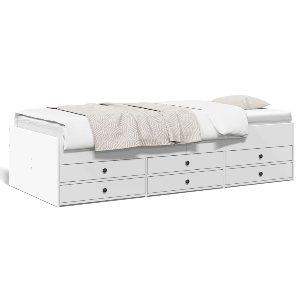 Divano Letto con Cassetti senza Materasso Bianco 100x200 cm