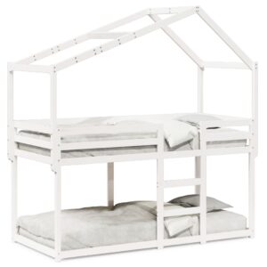 Letto a Castello senza Materasso Bianco 90x190cm Massello Pino