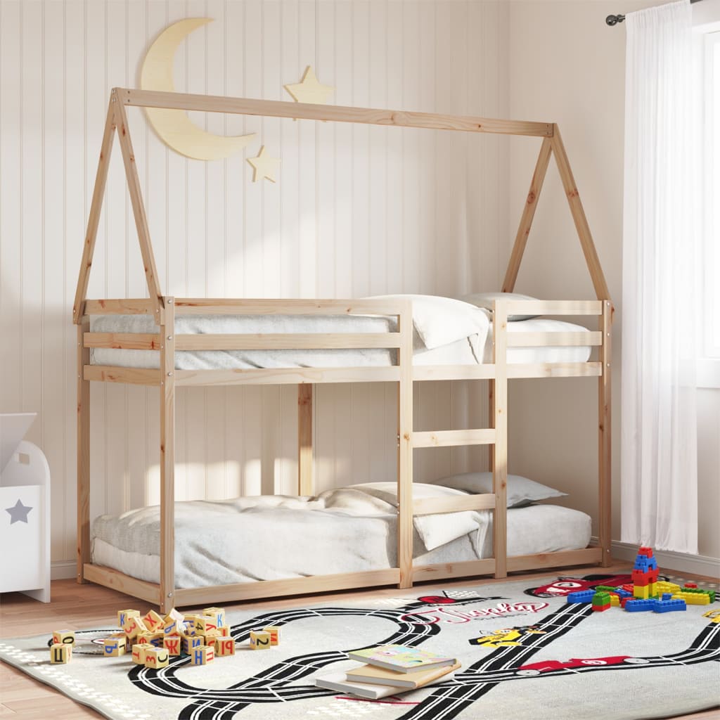 Letto a Castello senza Materasso 90x190 cm Legno di Pino