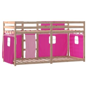 Letto a Castello senza Materasso Rosa 90x200 cm Legno di Pino