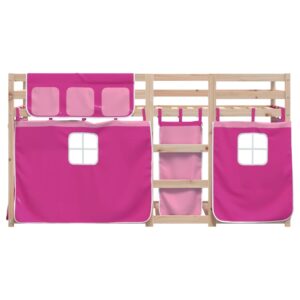 Letto a Castello senza Materasso Rosa 90x190 cm Legno di Pino