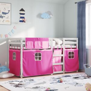 Letto a Castello senza Materasso Rosa 90x190 cm Legno di Pino