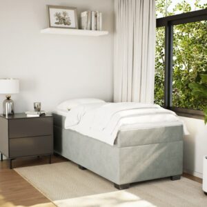 Giroletto a Molle con Materasso Grigio Chiaro 90x200 cm Velluto