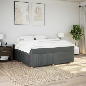 Giroletto a Molle con Materasso Grigio Scuro 180x200 cm Tessuto