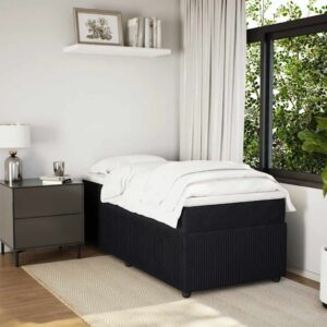 Giroletto a Molle con Materasso Nero 90x190 cm in Velluto