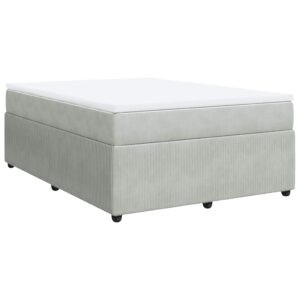 Giroletto a Molle con Materasso Grigio Chiaro 140x190cm Velluto