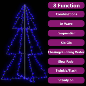 Albero di Natale a Cono 200 LED per Interni Esterni 98x150 cm