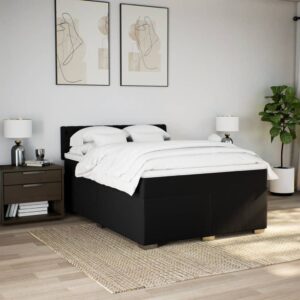 Giroletto a Molle con Materasso Nero 140x200 cm in Tessuto